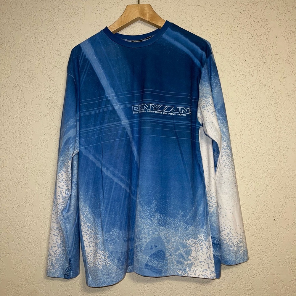 DKNY jeans printed blue long sleeve T-Shirt  women’s size L